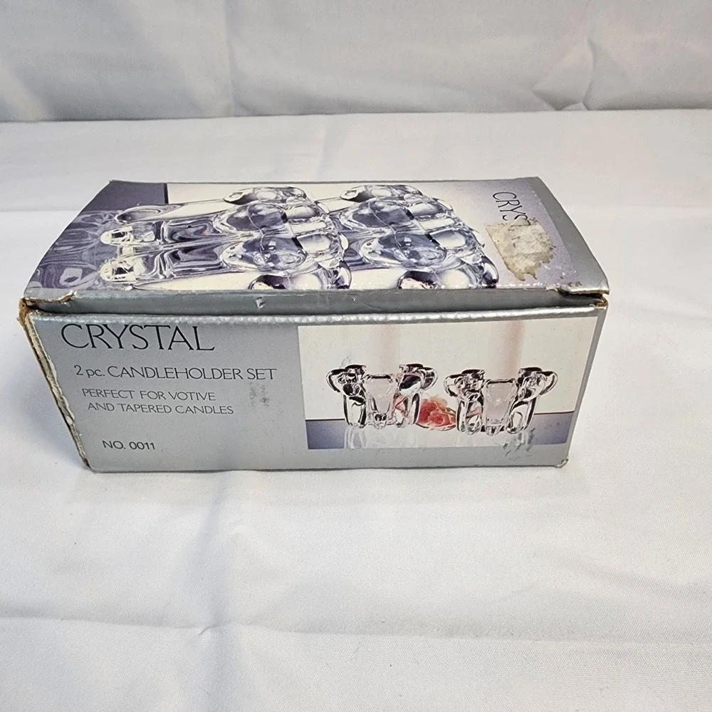Vintage Alco Industries Crystal 2 Pc Candleholder Set No. 0011
